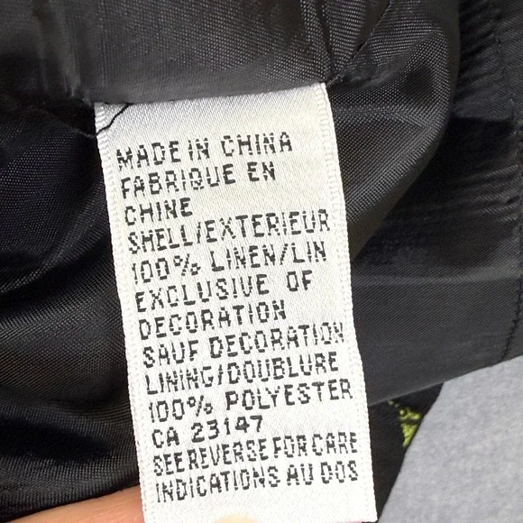 Talbots Petites Black Irish Linen Floral Embroidered Sleeveless Maxi Dress 12P - Picture 8 of 11